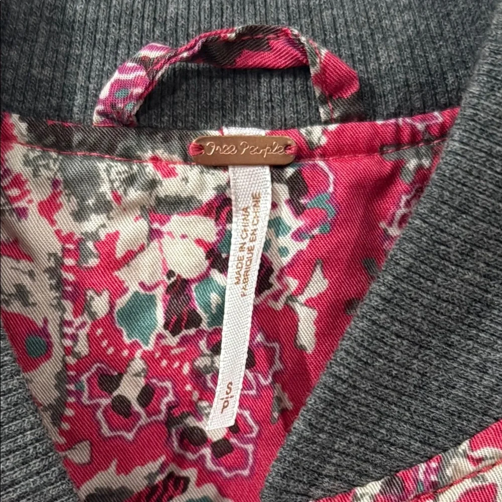 Free People Pink Paisley Bomber Jacket